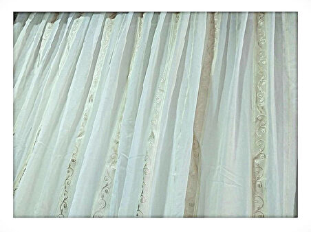 Taç keten tül perde-1/2 pile (seyrek pile)