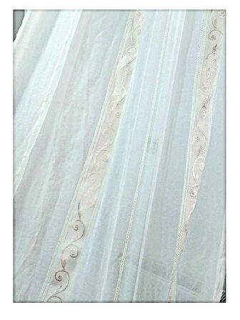 Taç keten tül perde-1/2 pile (seyrek pile)