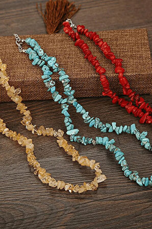 Sertifikalı Doğal Florit Kırık Taşlı Kolye