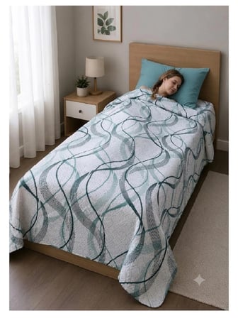 Klas Tek Kişilik Pike Takımı 140x215 cm %100 Pamuk Ranforce Kapitoneli Yeşil
