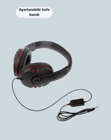 Stereo Kırmızı Gaming Kulaklığı Yumuşak Pedli Mikrofonlu