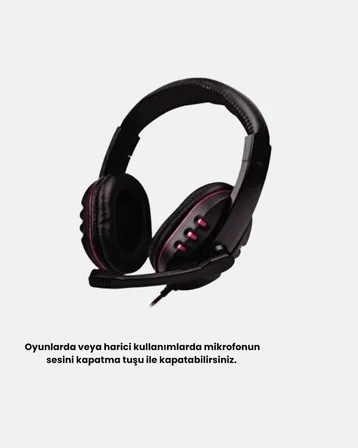 Profesyonel Gaming Kulaklık – Mikrofonlu Yumuşak Pedli Stereo Ses Kalitesi Tere 