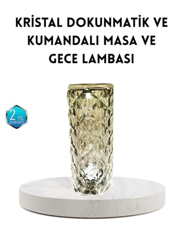 Kristal RGB LED Masa Lambası – Renkli Kumandalı Işık Dekoratif ve Enerji Tasar
