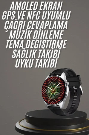 Akıllı Saat 1.5 Inç Amoled Ekran Çift Kordonlu GPS NFC Uyumlu