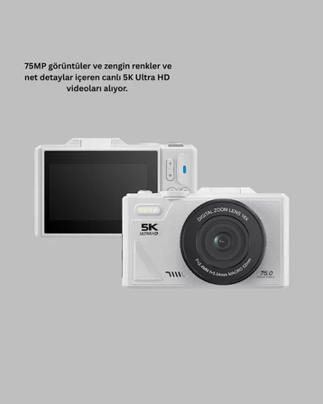 WiFi Bağlantılı 5K Ultra HD Dijital Kamera 75MP Otofokus