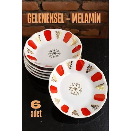 HSNET Melamin Çay Tabağı 6 Adet Geleneksel Türk Çay Bardağı Altlığı