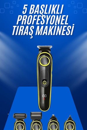 Tıraş Makinesi Şarjlı 5 Başlıklı Burun ve Kulak Temizleme