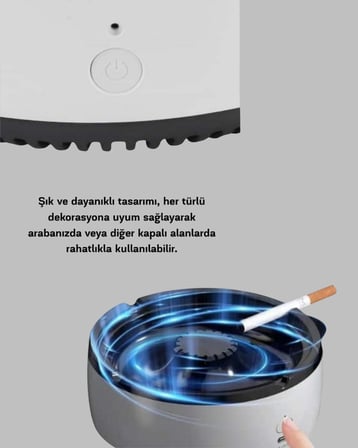 Sigara Dumanı ve Koku Giderici Hava Temizleyici Küllük – 2 Katmanlı Filtreli U