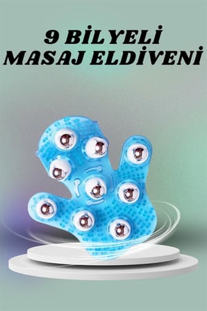 9 Bilyeli El Şeklinde Omuz Bacak Masaj Aleti Masaj Eldiveni Giyilebilir Plastik Vü