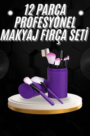 12 Parça Profesyonel Makyaj Fırçası Far Fırçası Allık Fırçası Yumuşak K?