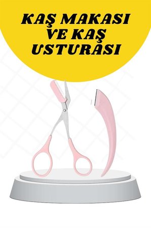 Kavisli Kaş Düzeltici Seti Kaş Makası ve Kaş Usturası Paslanmaz Çelik Bıçak