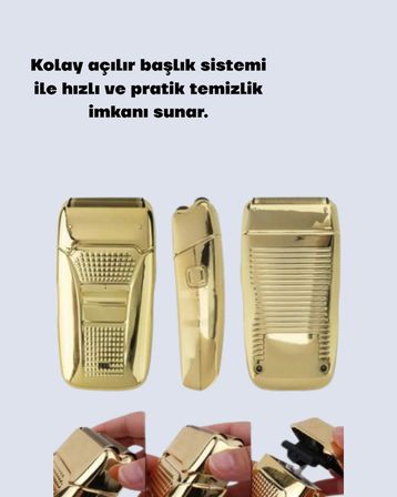 Erkek Saç Sakal Tıraş Makinesi Kablolu Altın Renk Dayanıklı