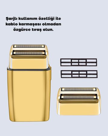 Erkek Saç Sakal Tıraş Makinesi Kablolu Altın Renk Dayanıklı