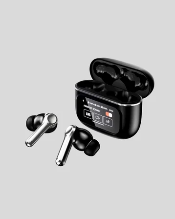 Bluetooth 5.3 ANC Kablosuz Kulaklık – Dokunmatik Kontrol Dijital Ekran ve Uzun Pi
