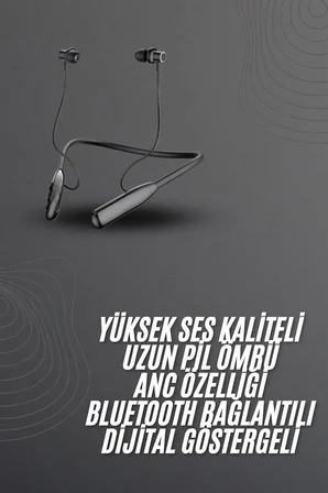 100 Saat Bluetooth Kulaklık Dijital Göstergeli ANC Özelliği Kablolu