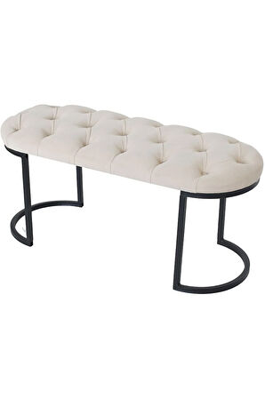 Elisse Krem Puf Metal Ayaklı Kapitoneli Model Oval Bench