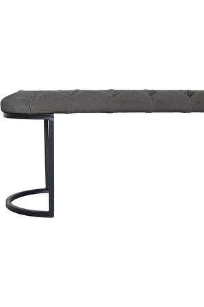Elisse Gri Puf Metal Ayaklı Kapitoneli Model Oval Bench