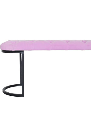Elisse Pembe Puf Metal Ayaklı Kapitoneli Model Oval Bench
