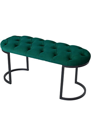 Elisse Yeşil Puf Metal Ayaklı Kapitoneli Model Oval Bench