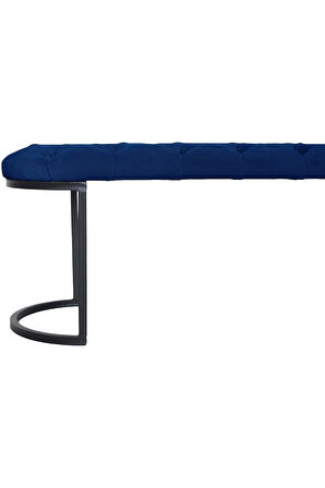 Elisse Mavi Puf Metal Ayaklı Kapitoneli Model Oval Bench