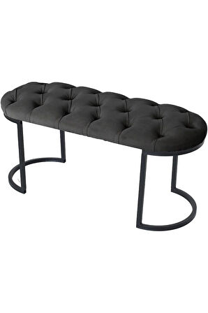 Elisse Antrasit Puf Metal Ayaklı Kapitoneli Model Oval Bench