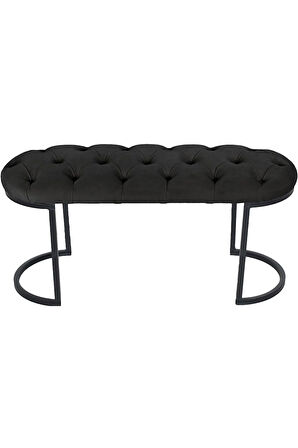Elisse Antrasit Puf Metal Ayaklı Kapitoneli Model Oval Bench