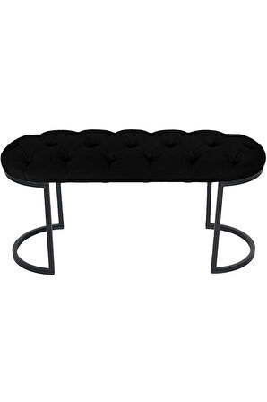 Elisse Siyah Puf Metal Ayaklı Kapitoneli Model Oval Bench