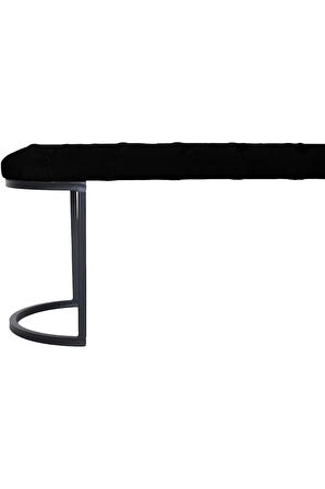 Elisse Siyah Puf Metal Ayaklı Kapitoneli Model Oval Bench