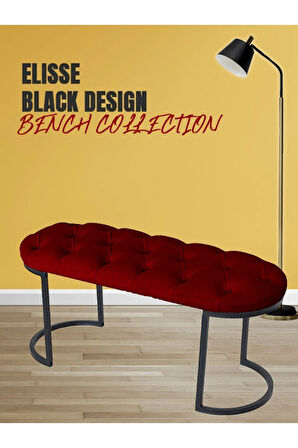 Elisse Bordo Puf Metal Ayaklı Kapitoneli Model Oval Bench