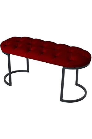 Elisse Bordo Puf Metal Ayaklı Kapitoneli Model Oval Bench
