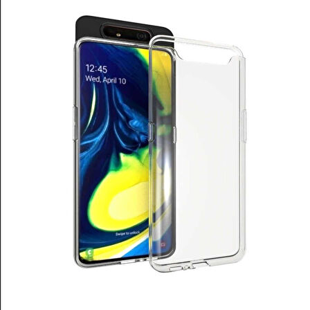Samsung Galaxy A80 Uyumlu kamera korumalı Yumuşak Dokulu ve Şık Koruma Şeffaf Kılıf