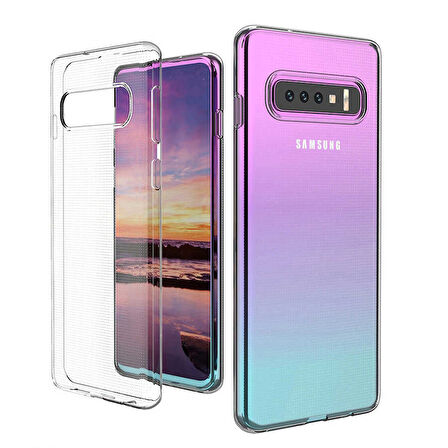 Samsung Galaxy S10 Plus Uyumlu kamera korumalı Yumuşak Dokulu ve Şık Koruma Şeffaf Kılıf