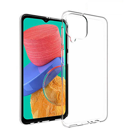 Samsung Galaxy M33 Uyumlu kamera korumalı Yumuşak Dokulu ve Şık Koruma Şeffaf Kılıf