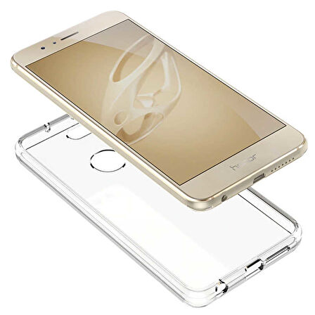 Huawei Honor 8 Uyumlu kamera korumalı Yumuşak Dokulu ve Şık Koruma Şeffaf Kılıf
