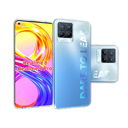 Realme 8 Pro Uyumlu kamera korumalı Yumuşak Dokulu ve Şık Koruma Şeffaf Kılıf