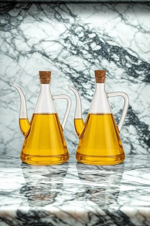 Oilsy Borosilikat Cam Akasya Kapaklı Yağlık/Yağdanlık– Isıya Dayanıklı Cam Yağ Şişesi 500 ml 2'li-Bambu Yağdanlık Altlığı Hediyeli
