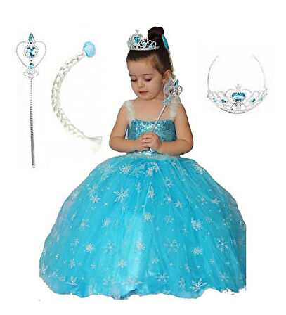 TARLATANLI ASKILI ELSA KOSTÜMÜ FROZEN ELSA KOSTÜMÜ ELSA ANNA KOSTÜMÜ KARLAR ÜLKESİ ELSA KOSTÜM