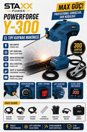 Y-300 El Tipi Kaynak Makinesi 300 Amper Çift Soğutma Dijital Akım Ayarlı Taşınabilir Kaynak Seti