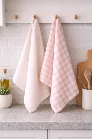 %100 Pamuk Çift Kat Müslin Mutfak Kurulama Bezi 2’li Set 40x60 cm Emici Yumuşak Mutfak Havlusu - ELV-MKB