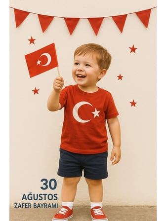 100 Adet Çubuklu Kağıt Ay Yıldız Türk Bayrağı Baskılı Milli Bayrak 25x20 Cm