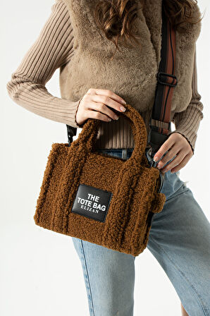 Elizan Kolon Askılı The Tote Modern Kahve Peluş Kadın Çantası