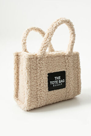 Elizan Kolon Askılı The Tote Modern Bej Peluş Kadın Çantası