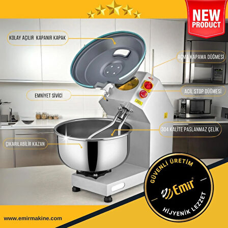 Emir 10-15 Kg Hamur Yoğurma Makinesi Kapaklı Yeni Model