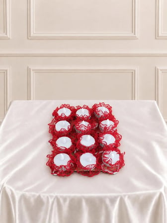 fema aksesuar kırmızı ledli kına el mumu ,nedime mumu , düğün, sünnet,bride,led ışıklı ,tealight mum pilli (12adet)