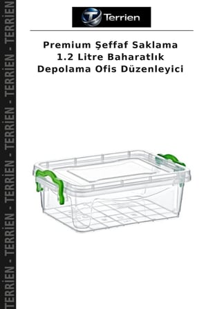 Premium Şeffaf Saklama 1.2 Litre Baharatlık Depolama Ofis Düzenleyici