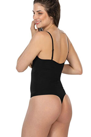 Siyah 2076 Göğüsü Açık String Body Korse