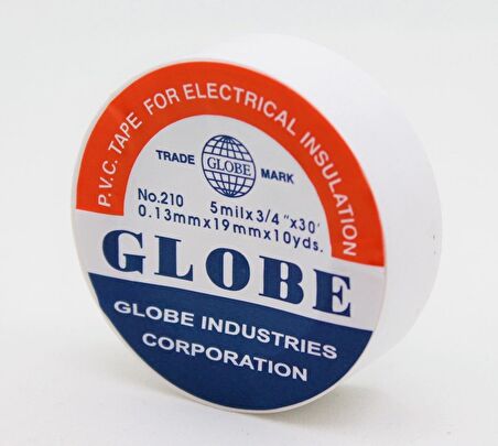 GLOBE PVC ELEKTRİK İZOLASYON BANT  "0.13x19x10Yrds"  (BEYAZ) (10'lu PAKET)