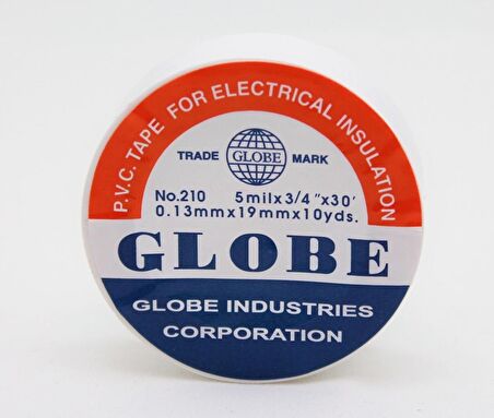 GLOBE PVC ELEKTRİK İZOLASYON BANT  "0.13x19x10Yrds"  (BEYAZ) (10'lu PAKET)