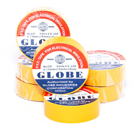 GLOBE PVC ELEKTRİK İZOLASYON BANT  "0.13x19x10Yards"  (SARI)