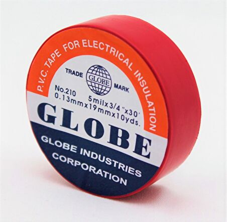 GLOBE PVC ELEKTRİK İZOLASYON BANT  "0.13x19x10Yards"  (KIRMIZI)